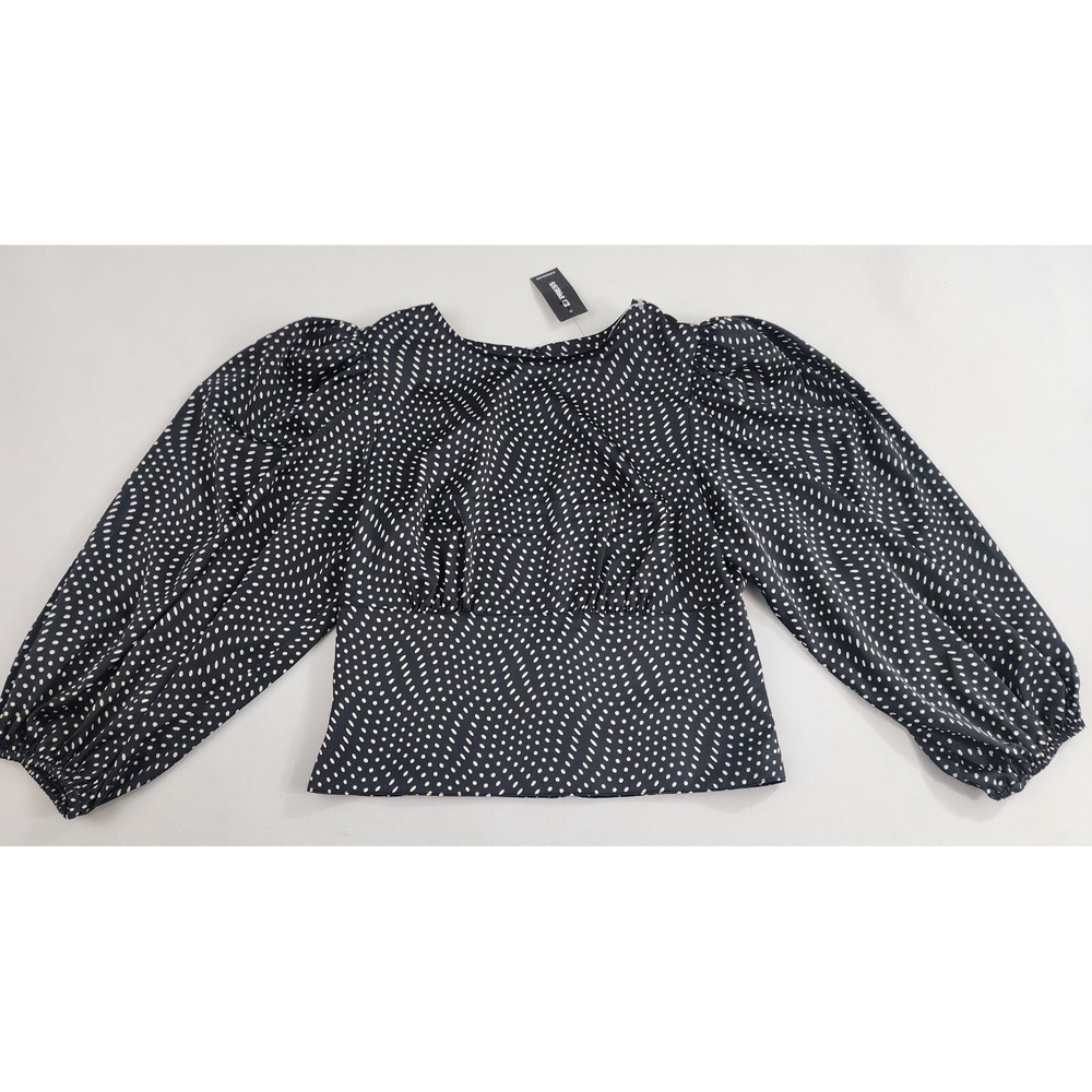 Express blouse top womens XS black white polyester polka dot 31717434 $64 ladies